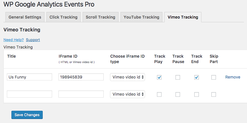 Vimeo Tracking